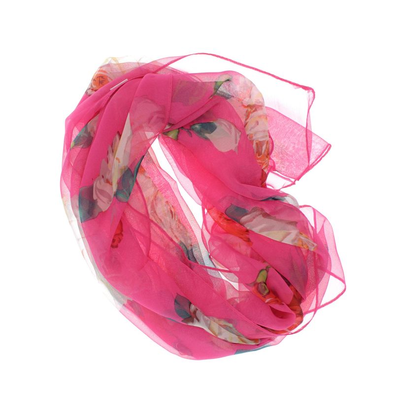 Fashion, accesorii si bijuterii - Femei - Accesorii femei - Esarfe si fulare femei - Esarfa, de dama, Buticcochet, din poliester, cu trandafiri, 50x160 cm, Roz - ES1256 - Infinity.ro