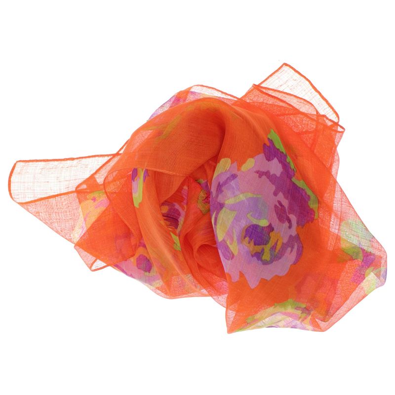 Fashion, accesorii si bijuterii - Femei - Accesorii femei - Esarfe si fulare femei - Esarfa, de dama, Buticcochet, din poliester, cu trandafiri, 50x160 cm, Portocaliu - ES1255 - Infinity.ro