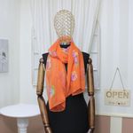Fashion, accesorii si bijuterii - Femei - Accesorii femei - Esarfe si fulare femei - Esarfa, de dama, Buticcochet, din poliester, cu trandafiri, 50x160 cm, Portocaliu - ES1255 - Infinity.ro