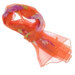 Fashion, accesorii si bijuterii - Femei - Accesorii femei - Esarfe si fulare femei - Esarfa, de dama, Buticcochet, din poliester, cu trandafiri, 50x160 cm, Portocaliu - ES1255 - Infinity.ro