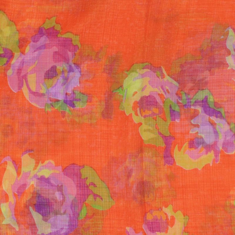 Fashion, accesorii si bijuterii - Femei - Accesorii femei - Esarfe si fulare femei - Esarfa, de dama, Buticcochet, din poliester, cu trandafiri, 50x160 cm, Portocaliu - ES1255 - Infinity.ro