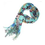 Fashion, accesorii si bijuterii - Femei - Accesorii femei - Esarfe si fulare femei - Esarfa, de dama, Buticcochet, Casmir, 70x170 cm, model pisicute, Turcoaz inchis - ES2765 - Infinity.ro