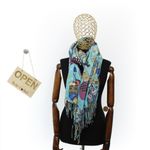 Fashion, accesorii si bijuterii - Femei - Accesorii femei - Esarfe si fulare femei - Esarfa, de dama, Buticcochet, Casmir, 70x170 cm, model pisicute, Turcoaz inchis - ES2765 - Infinity.ro