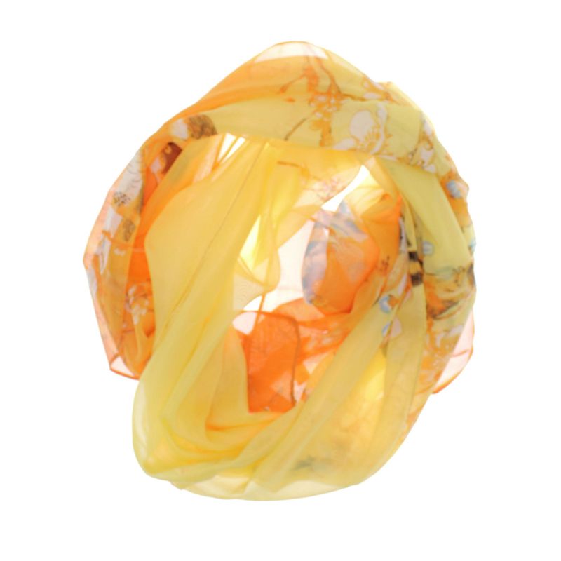 Fashion, accesorii si bijuterii - Femei - Accesorii femei - Esarfe si fulare femei - Esarfa, de dama, Buticcochet, din poliester, Galben cu flori si pasari, 150x50 cm - ES1140 - Infinity.ro