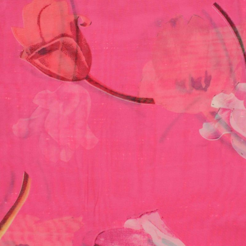 Fashion, accesorii si bijuterii - Femei - Accesorii femei - Esarfe si fulare femei - Esarfa, de dama, Buticcochet, din poliester, Roz cu lalele, 150x50 cm - ES1124 - Infinity.ro