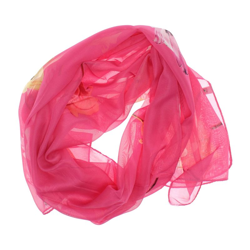 Fashion, accesorii si bijuterii - Femei - Accesorii femei - Esarfe si fulare femei - Esarfa, de dama, Buticcochet, din poliester, Roz cu lalele, 150x50 cm - ES1124 - Infinity.ro