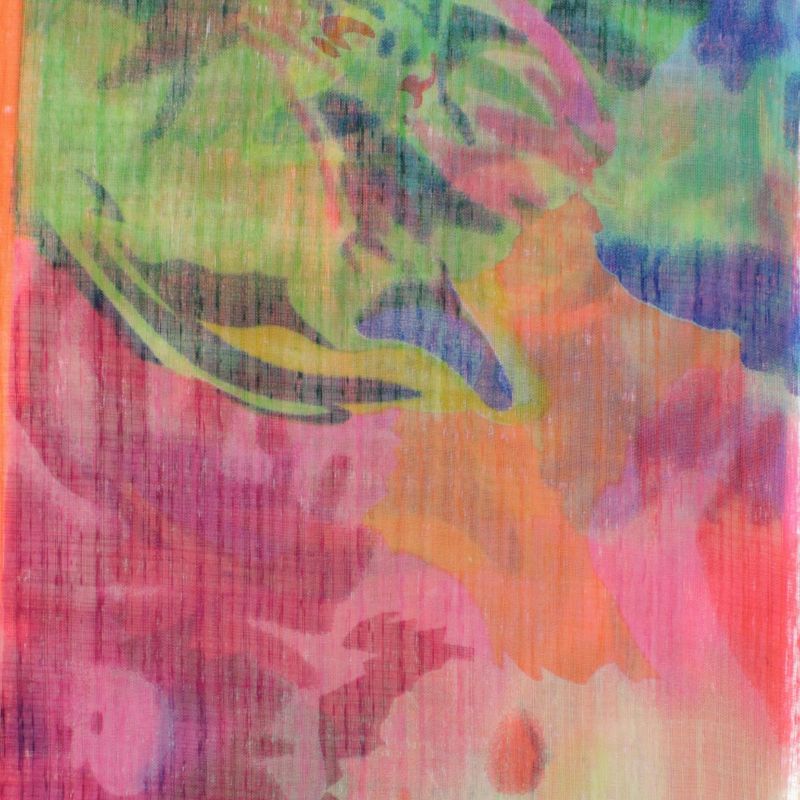 Fashion, accesorii si bijuterii - Femei - Accesorii femei - Esarfe si fulare femei - Esarfa, de dama, Buticcochet, din poliester, Porocaliu cu imprimeu floral, 50x160 cm - ES1073 - Infinity.ro