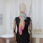 Fashion, accesorii si bijuterii - Femei - Accesorii femei - Esarfe si fulare femei - Esarfa, de dama, Buticcochet, din poliester, Porocaliu cu imprimeu floral, 50x160 cm - ES1073 - Infinity.ro
