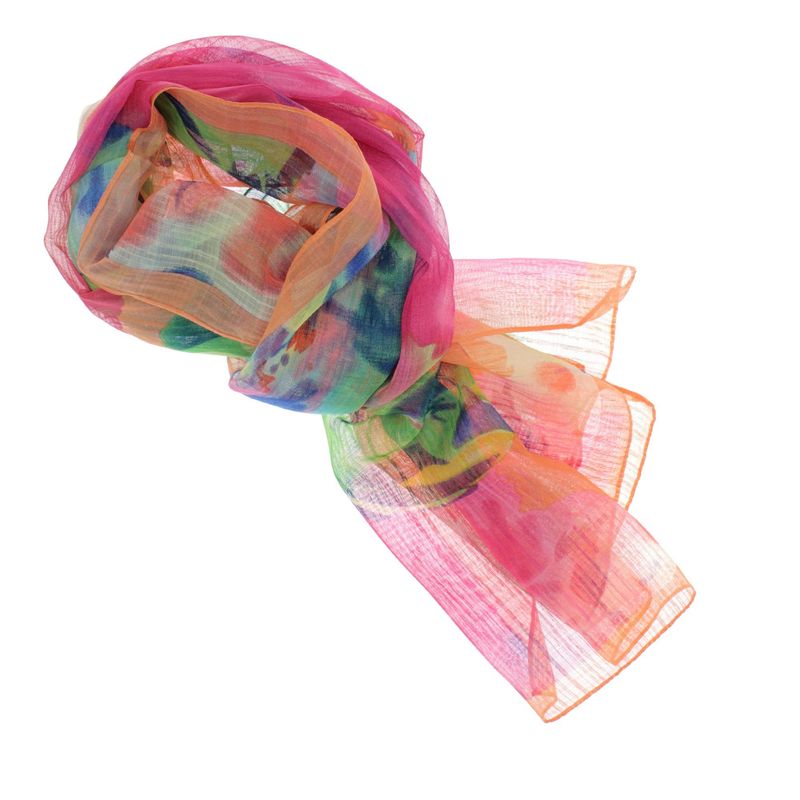 Fashion, accesorii si bijuterii - Femei - Accesorii femei - Esarfe si fulare femei - Esarfa, de dama, Buticcochet, din poliester, Porocaliu cu imprimeu floral, 50x160 cm - ES1073 - Infinity.ro