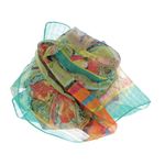 Fashion, accesorii si bijuterii - Femei - Accesorii femei - Esarfe si fulare femei - Esarfa, de dama, Buticcochet, din poliester, Verde cu imprimeu floral, 50x160 cm - ES1062 - Infinity.ro