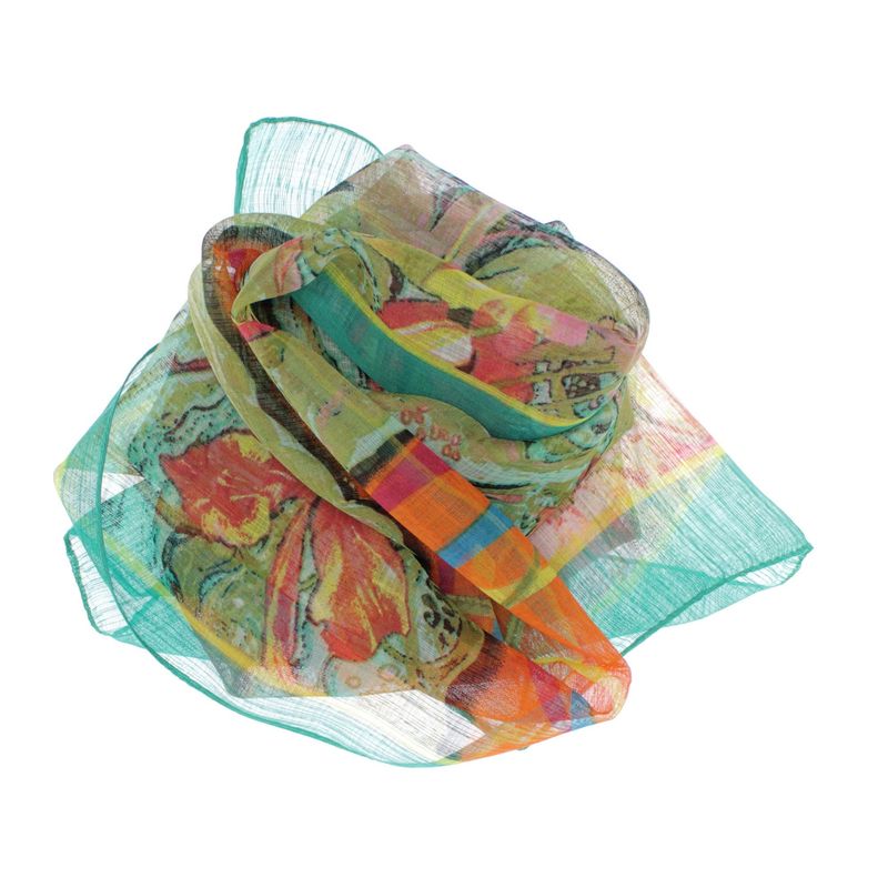 Fashion, accesorii si bijuterii - Femei - Accesorii femei - Esarfe si fulare femei - Esarfa, de dama, Buticcochet, din poliester, Verde cu imprimeu floral, 50x160 cm - ES1062 - Infinity.ro