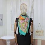 Fashion, accesorii si bijuterii - Femei - Accesorii femei - Esarfe si fulare femei - Esarfa, de dama, Buticcochet, din poliester, Verde cu imprimeu floral, 50x160 cm - ES1062 - Infinity.ro