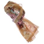 Fashion, accesorii si bijuterii - Femei - Accesorii femei - Esarfe si fulare femei - Esarfa, de dama, Buticcochet, din poliester, Maro cu imprimeu floral, 50x160 cm - ES1074 - Infinity.ro
