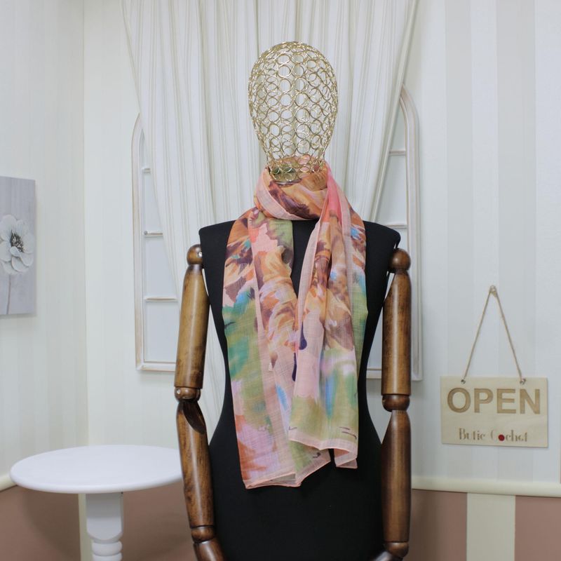 Fashion, accesorii si bijuterii - Femei - Accesorii femei - Esarfe si fulare femei - Esarfa, de dama, Buticcochet, din poliester, Roz cu imprimeu floral, 50x160 cm - ES1075 - Infinity.ro