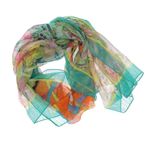 Fashion, accesorii si bijuterii - Femei - Accesorii femei - Esarfe si fulare femei - Esarfa, de dama, Buticcochet, din poliester, Verde cu imprimeu floral, 50x160 cm - ES1062 - Infinity.ro