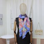 Fashion, accesorii si bijuterii - Femei - Accesorii femei - Esarfe si fulare femei - Esarfa, de dama, Buticcochet, din poliester, Albastru cu imprimeu floral, 50x160 cm - ES1061 - Infinity.ro