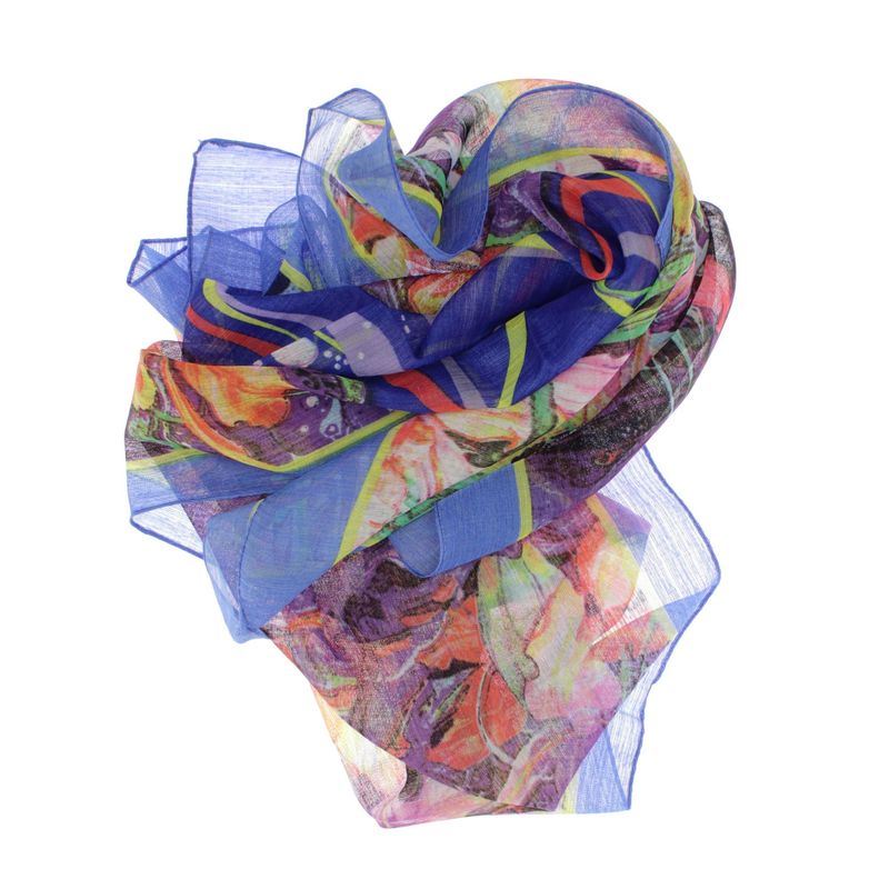 Fashion, accesorii si bijuterii - Femei - Accesorii femei - Esarfe si fulare femei - Esarfa, de dama, Buticcochet, din poliester, Albastru cu imprimeu floral, 50x160 cm - ES1061 - Infinity.ro