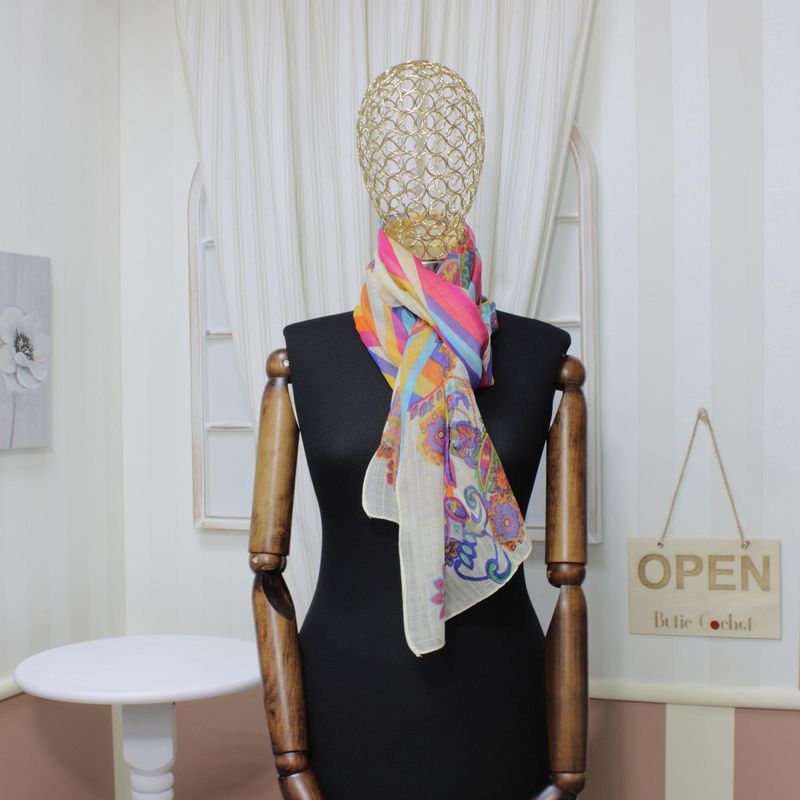Fashion, accesorii si bijuterii - Femei - Accesorii femei - Esarfe si fulare femei - Esarfa, de dama, Buticcochet, din poliester, Galben cu imprimeu floral, 50x160 cm - ES1064 - Infinity.ro