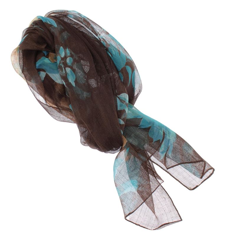 Fashion, accesorii si bijuterii - Femei - Accesorii femei - Esarfe si fulare femei - Esarfa, de dama, Buticcochet, Maro cu trandafiri, 50x160 cm - ES1052 - Infinity.ro