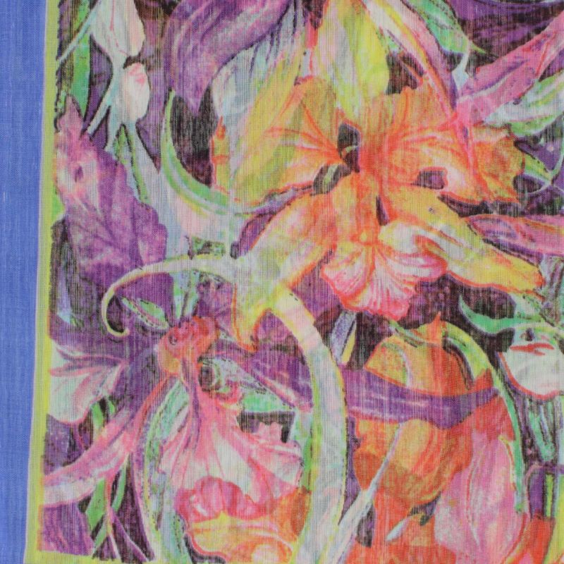 Fashion, accesorii si bijuterii - Femei - Accesorii femei - Esarfe si fulare femei - Esarfa, de dama, Buticcochet, din poliester, Albastru cu imprimeu floral, 50x160 cm - ES1061 - Infinity.ro