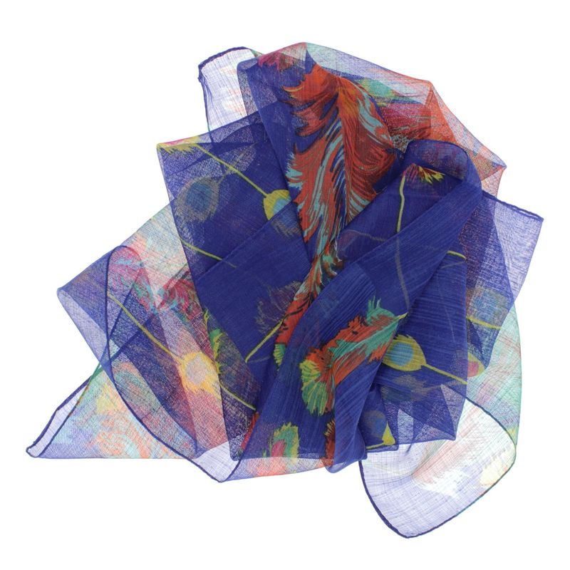 Fashion, accesorii si bijuterii - Femei - Accesorii femei - Esarfe si fulare femei - Esarfa, de dama, Buticcochet, Bleumarin cu pene colorate, 50x160 cm - ES1048 - Infinity.ro