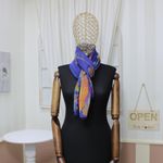 Fashion, accesorii si bijuterii - Femei - Accesorii femei - Esarfe si fulare femei - Esarfa, de dama, Buticcochet, Bleumarin cu pene colorate, 50x160 cm - ES1048 - Infinity.ro