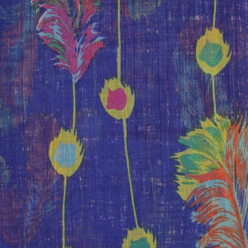 Fashion, accesorii si bijuterii - Femei - Accesorii femei - Esarfe si fulare femei - Esarfa, de dama, Buticcochet, Bleumarin cu pene colorate, 50x160 cm - ES1048 - Infinity.ro