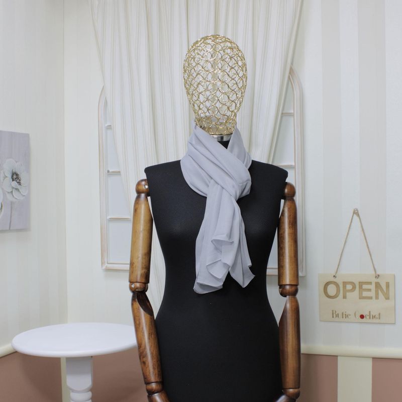 Fashion, accesorii si bijuterii - Femei - Accesorii femei - Esarfe si fulare femei - Esarfa, de dama, Buticcochet, din poliester, Gri, 150x50 cm - ES1027 - Infinity.ro