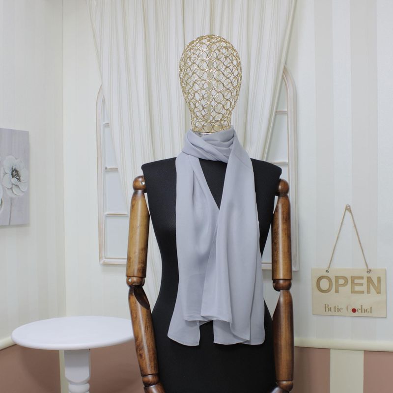 Fashion, accesorii si bijuterii - Femei - Accesorii femei - Esarfe si fulare femei - Esarfa, de dama, Buticcochet, din poliester, Gri, 150x50 cm - ES1027 - Infinity.ro