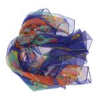 Fashion, accesorii si bijuterii - Femei - Accesorii femei - Esarfe si fulare femei - Esarfa, de dama, Buticcochet, Bleumarin cu pene colorate, 50x160 cm - ES1048 - Infinity.ro