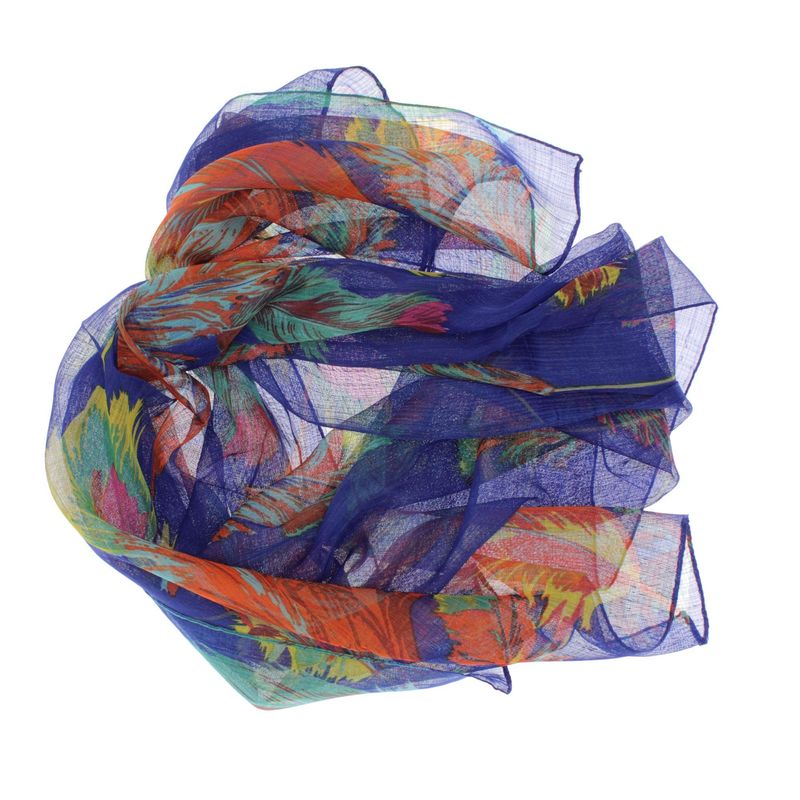 Fashion, accesorii si bijuterii - Femei - Accesorii femei - Esarfe si fulare femei - Esarfa, de dama, Buticcochet, Bleumarin cu pene colorate, 50x160 cm - ES1048 - Infinity.ro