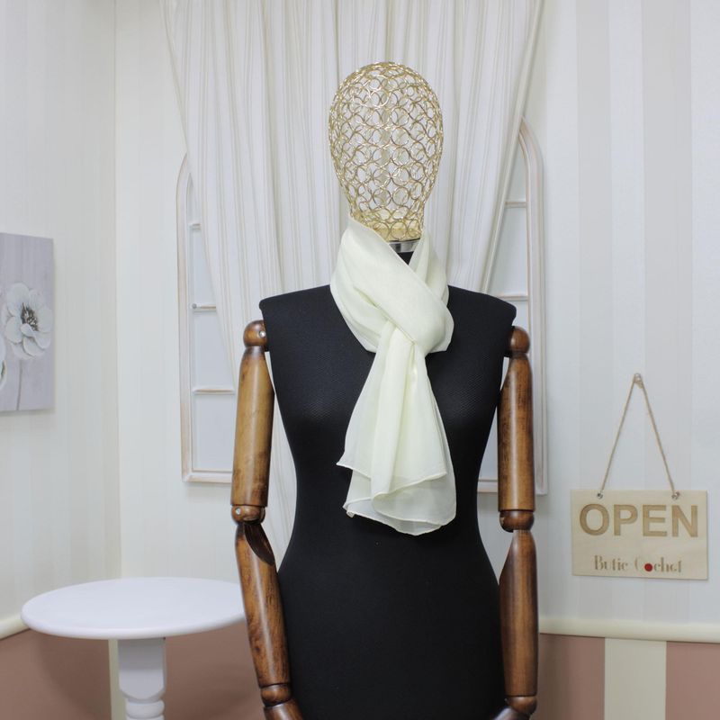 Fashion, accesorii si bijuterii - Femei - Accesorii femei - Esarfe si fulare femei - Esarfa, de dama, Buticcochet, din poliester, Crem, 150x50 cm - ES1028 - Infinity.ro