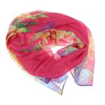 Fashion, accesorii si bijuterii - Femei - Accesorii femei - Esarfe si fulare femei - Esarfa, de dama, Buticcochet, din poliester, Roz cu imprimeu floral multicolor, 150x50 cm - ES1011 - Infinity.ro