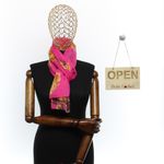 Fashion, accesorii si bijuterii - Femei - Accesorii femei - Esarfe si fulare femei - Esarfa, de dama, Buticcochet, din poliester, imprimeu floral, 50x150 cm, Fucsia - ES2558 - Infinity.ro