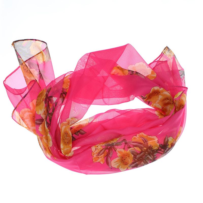 Fashion, accesorii si bijuterii - Femei - Accesorii femei - Esarfe si fulare femei - Esarfa, de dama, Buticcochet, din poliester, imprimeu floral, 50x150 cm, Fucsia - ES2558 - Infinity.ro