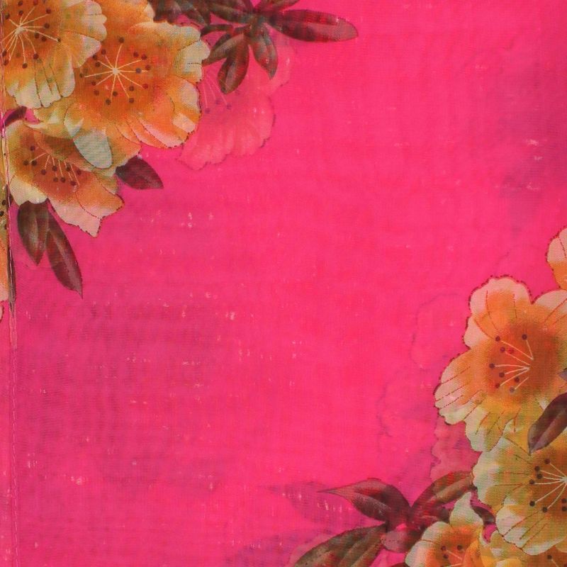 Fashion, accesorii si bijuterii - Femei - Accesorii femei - Esarfe si fulare femei - Esarfa, de dama, Buticcochet, din poliester, imprimeu floral, 50x150 cm, Fucsia - ES2558 - Infinity.ro
