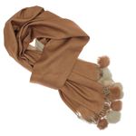 Fashion, accesorii si bijuterii - Femei - Accesorii femei - Esarfe si fulare femei - Esarfa, de dama, Buticcochet, Casmir, Maro / Bej, cu ciucuri, 70x180 cm - ES958 - Infinity.ro