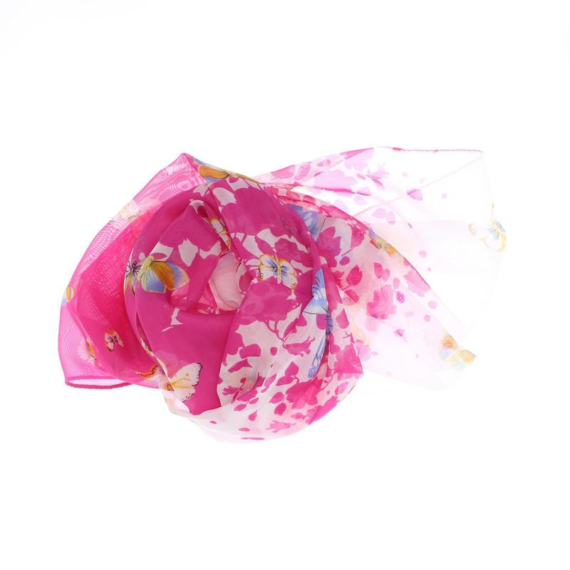 Fashion, accesorii si bijuterii - Femei - Accesorii femei - Esarfe si fulare femei - Esarfa, de dama, Buticcochet, din poliester, imprimeu cu fluturasi, 50x150 cm, Fucsia - ES2549 - Infinity.ro