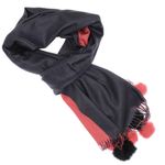 Fashion, accesorii si bijuterii - Femei - Accesorii femei - Esarfe si fulare femei - Esarfa, de dama, Buticcochet, Casmir, Bleumarin / Corai, cu ciucuri, 70x180 cm - ES953 - Infinity.ro
