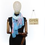 Fashion, accesorii si bijuterii - Femei - Accesorii femei - Esarfe si fulare femei - Esarfa, de dama, Buticcochet, din poliester, imprimeu floral, 50x150 cm, Albastru - ES2545 - Infinity.ro