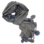 Fashion, accesorii si bijuterii - Femei - Accesorii femei - Esarfe si fulare femei - Esarfa, de dama, Buticcochet, Casmir, Gri / Albastru, cu ciucuri, 70x180 cm - ES951 - Infinity.ro