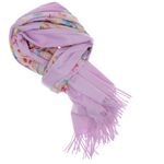 Fashion, accesorii si bijuterii - Femei - Accesorii femei - Esarfe si fulare femei - Esarfa, de dama, Buticcochet, Casmir, Lila cu model brodat, 70x180 cm - ES929 - Infinity.ro