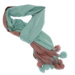 Fashion, accesorii si bijuterii - Femei - Accesorii femei - Esarfe si fulare femei - Esarfa, de dama, Buticcochet, Casmir, Turcoaz / Roz pudra, cu ciucuri, 70x180 cm - ES948 - Infinity.ro
