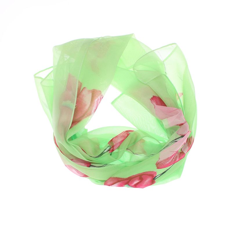 Fashion, accesorii si bijuterii - Femei - Accesorii femei - Esarfe si fulare femei - Esarfa, de dama, Buticcochet, din poliester, imprimeu floral, 50x150 cm, Verde - ES2534 - Infinity.ro