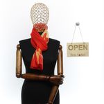 Fashion, accesorii si bijuterii - Femei - Accesorii femei - Esarfe si fulare femei - Esarfa, de dama, Buticcochet, din poliester, imprimeu floral, 50x150 cm, Rosu - ES2535 - Infinity.ro