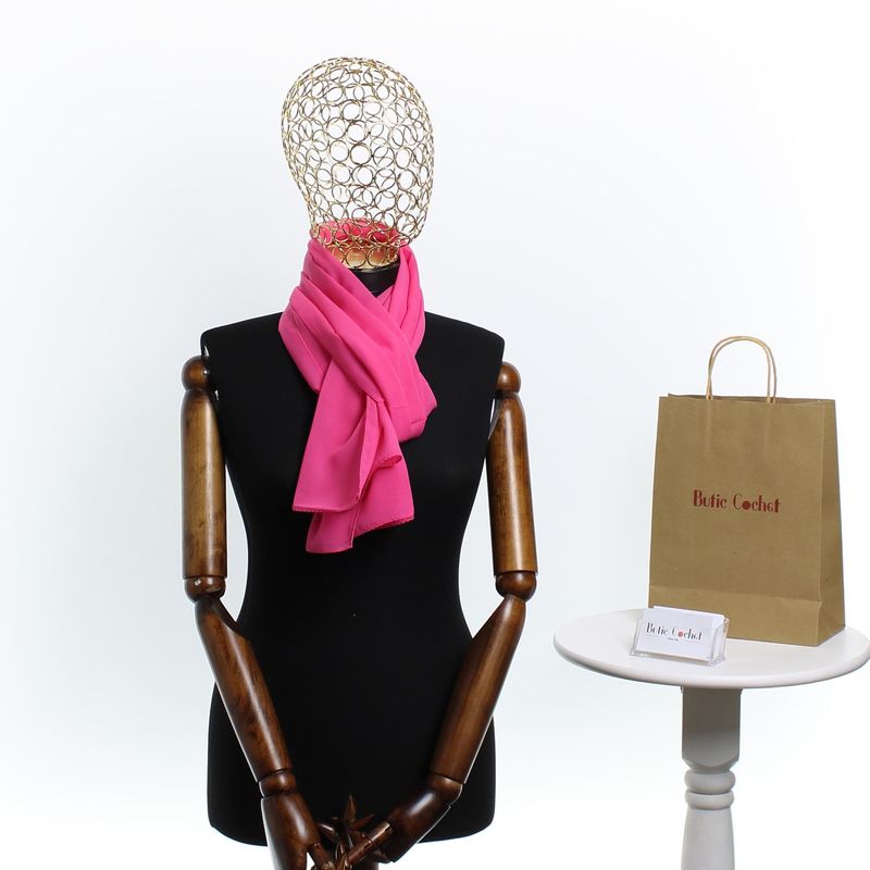 Fashion, accesorii si bijuterii - Femei - Accesorii femei - Esarfe si fulare femei - Esarfa, de dama, Buticcochet, din poliester, 150x50 cm, Roz - ES2263 - Infinity.ro