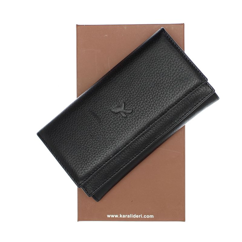 Fashion, accesorii si bijuterii - Femei - Accesorii femei - Portofele femei - Portofel de dama, din piele naturala, Karali, 17.5x10x2.5 cm, Negru - PR619 - Infinity.ro