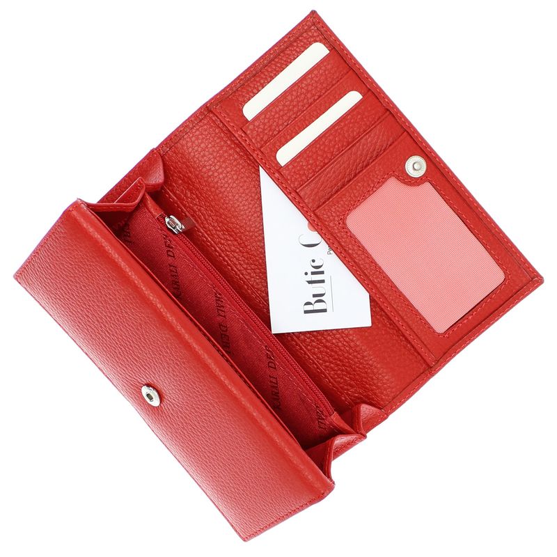 Fashion, accesorii si bijuterii - Femei - Accesorii femei - Portofele femei - Portofel de dama, din piele naturala, Karali, 17.5x10x2.5 cm, Rosu - PR618 - Infinity.ro
