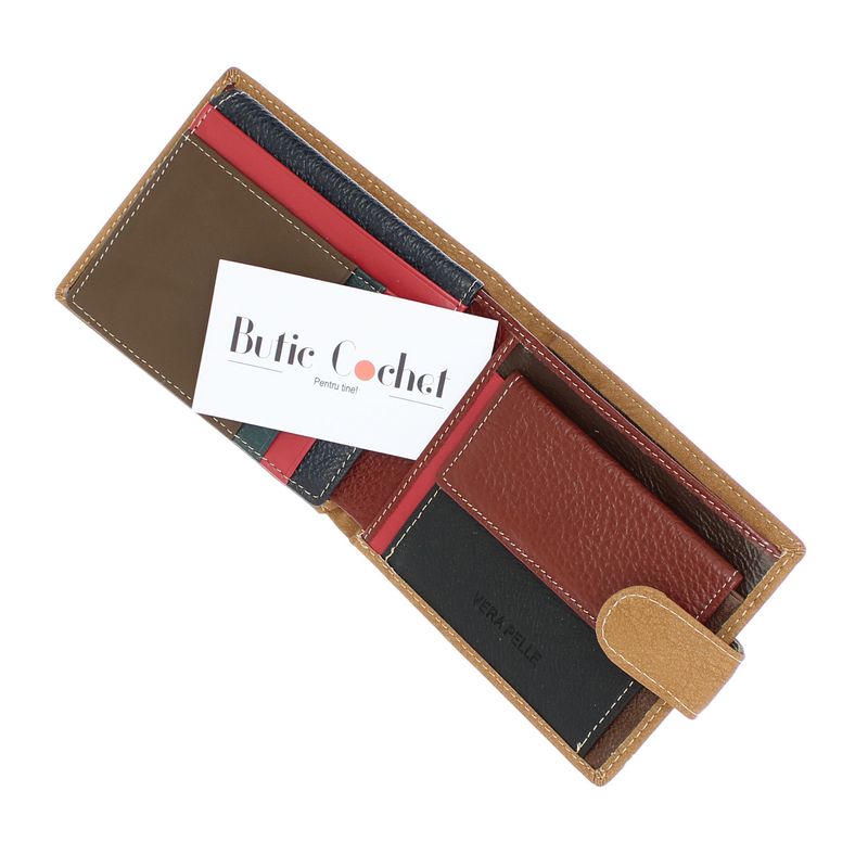 Fashion, accesorii si bijuterii - Femei - Accesorii femei - Portofele femei - Portofel barbatesc, Angel, din piele naturala,12 x 10x 2.5 cm, Maro - PR641 - Infinity.ro