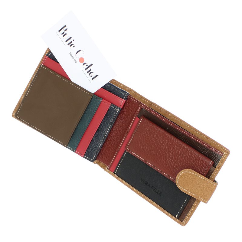 Fashion, accesorii si bijuterii - Femei - Accesorii femei - Portofele femei - Portofel barbatesc, Angel, din piele naturala,12 x 10x 2.5 cm, Maro - PR641 - Infinity.ro